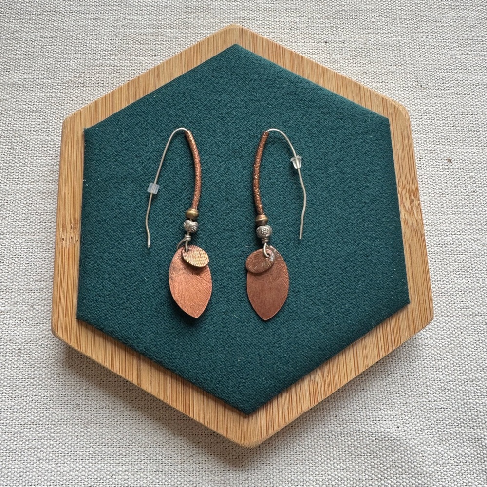 Elegant Copper Leaf Earrings